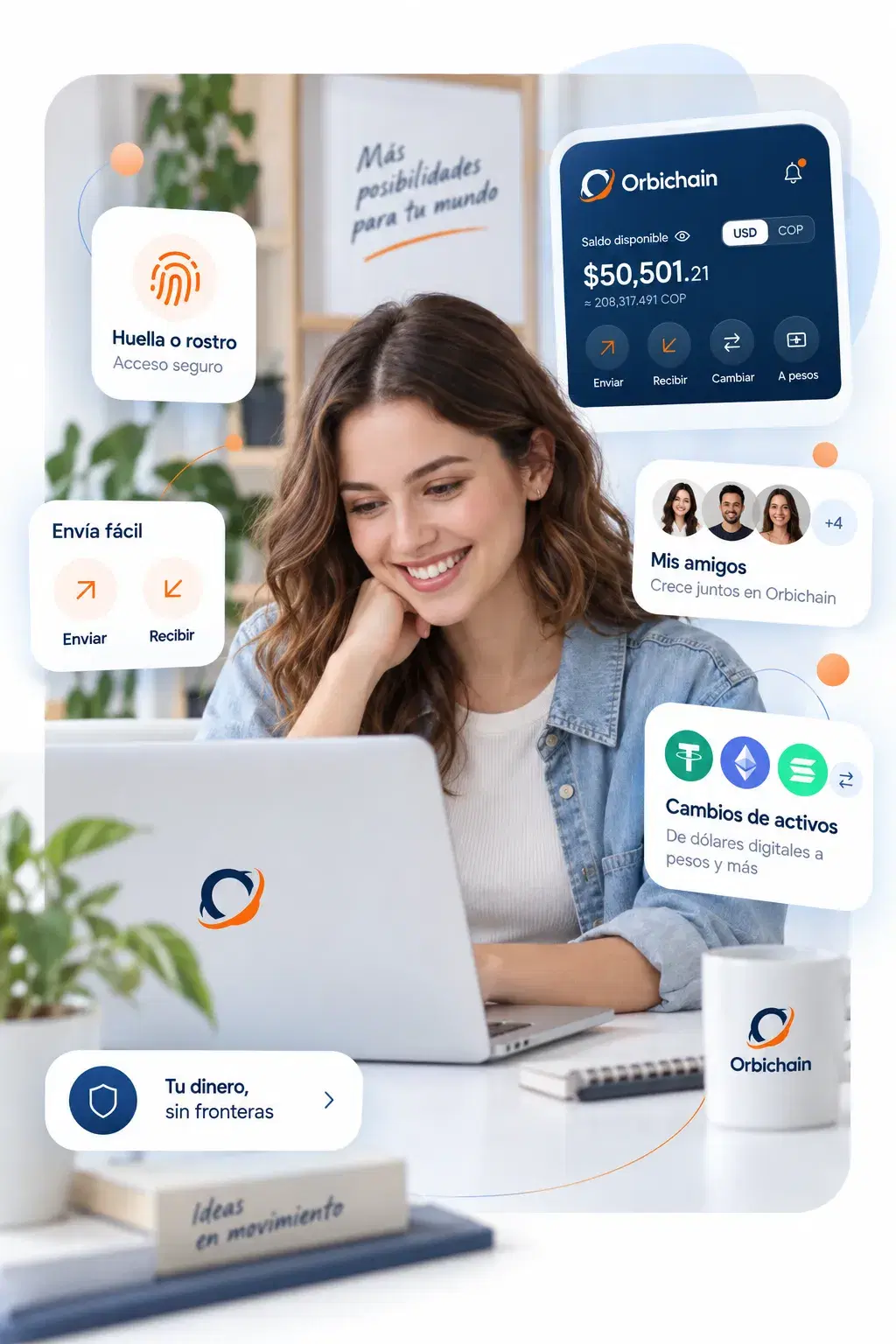 Personne utilisant Orbichain sur son appareil
