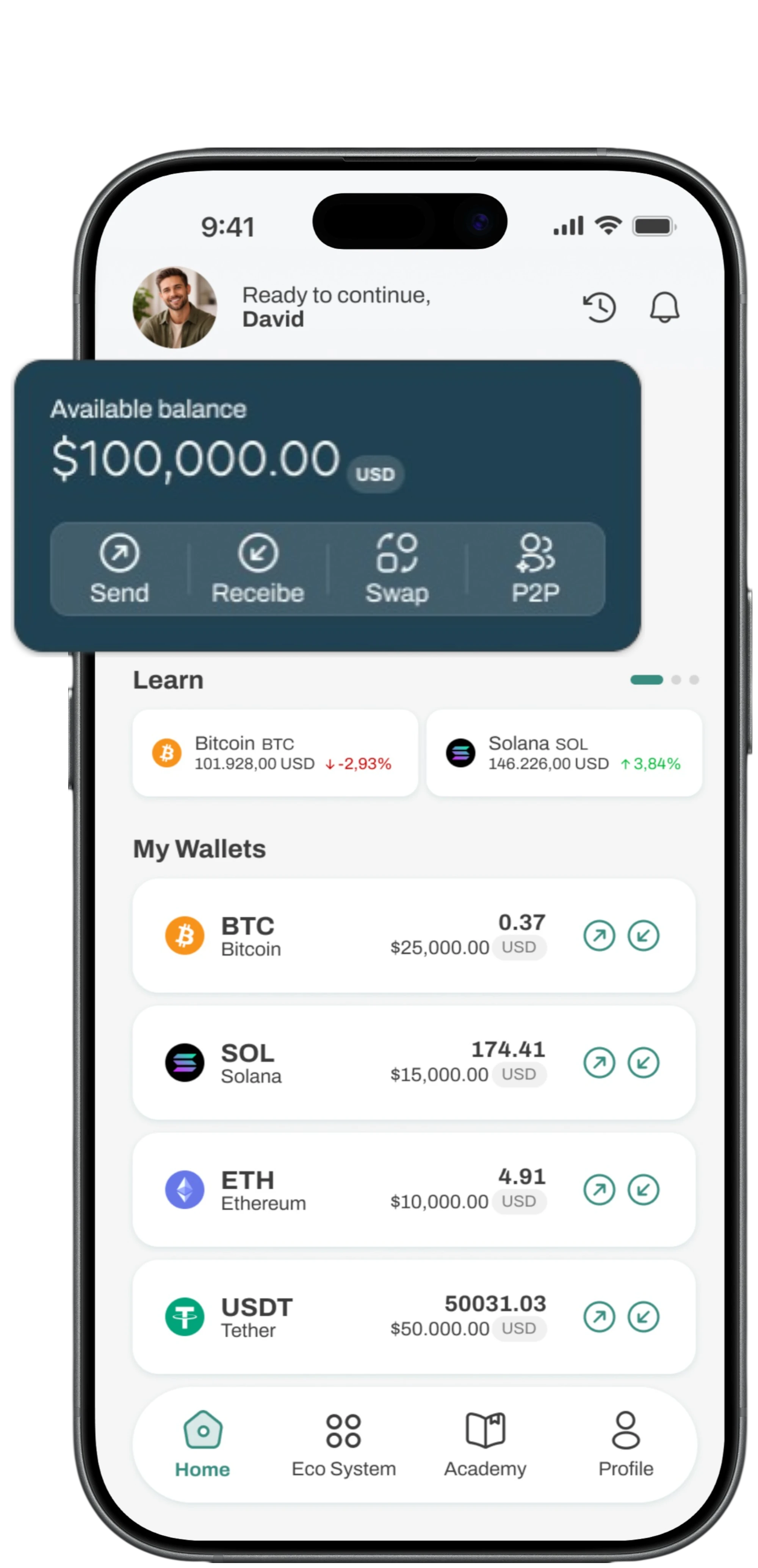 Orbichain app main screen