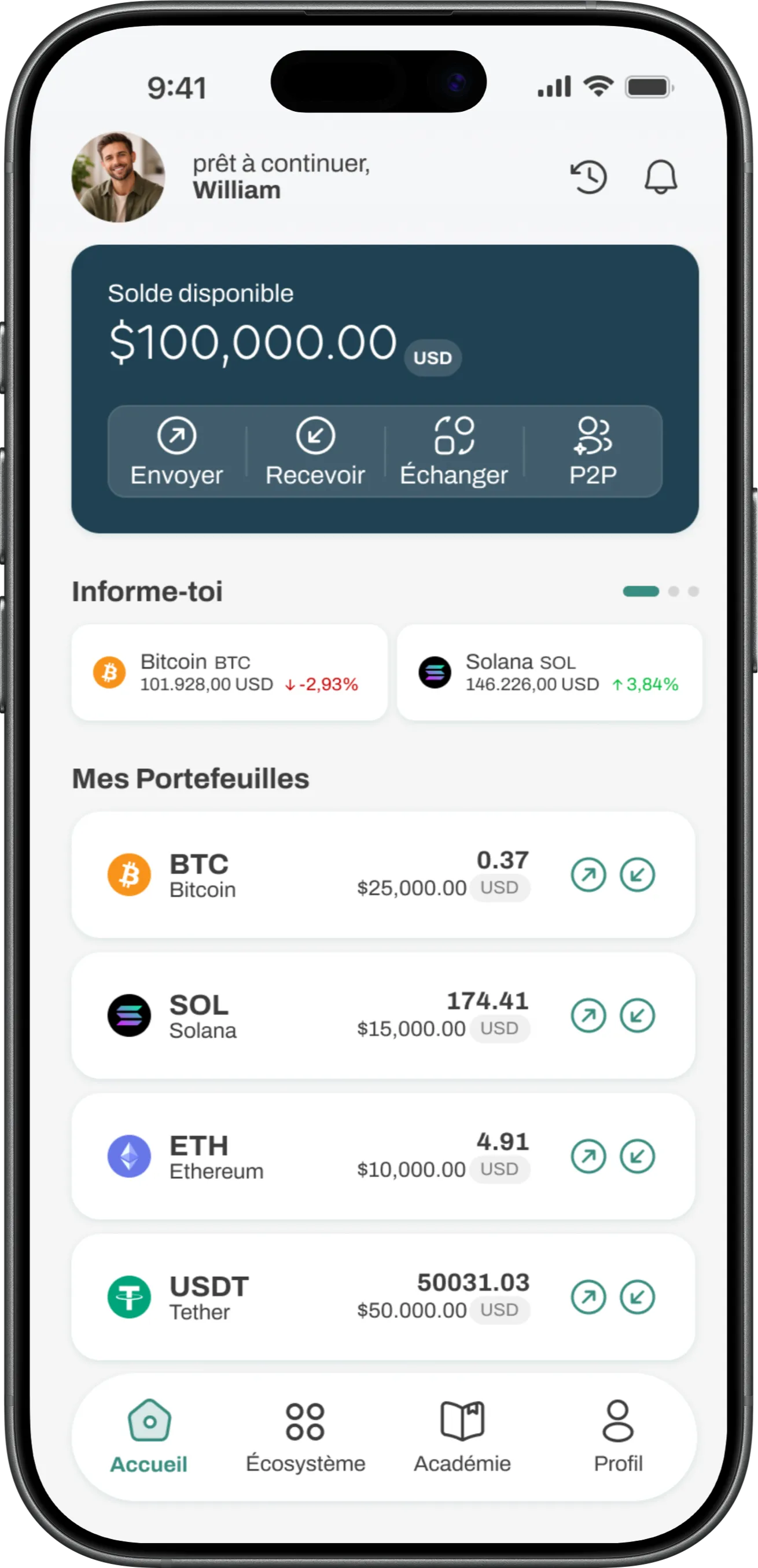 Téléphone avec l'application Orbichain
