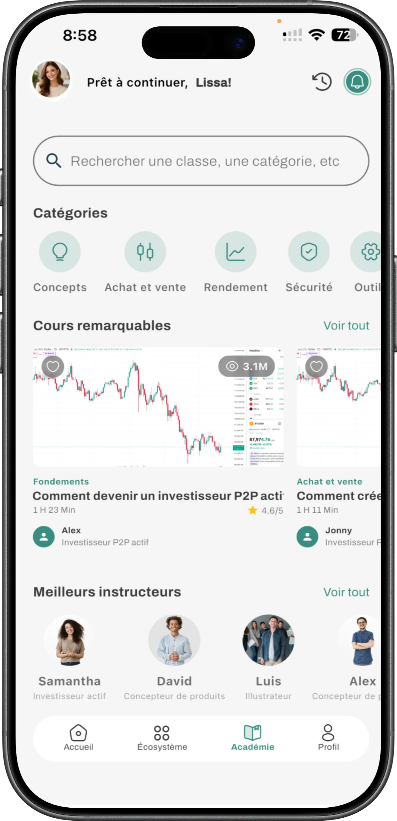 Application Orbichain sur un téléphone