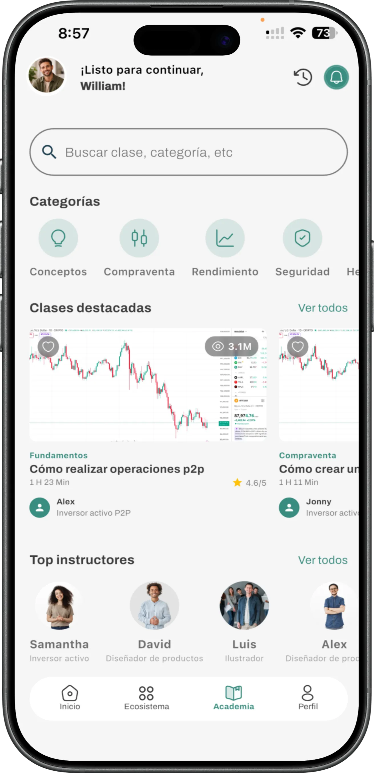 Aplicación Orbichain en el teléfono